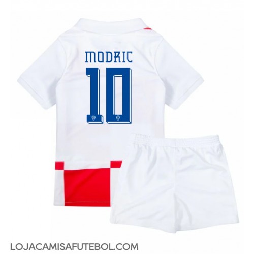 Camisa de Futebol Croácia Luka Modric #10 Equipamento Principal Infantil Europeu 2024 Manga Curta (+ Calças curtas)